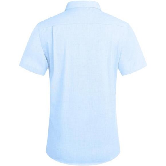 Men's Casual Button Down Shirts Short Sleeve Linen Shirts Summer Beach - Picture 4 of 6